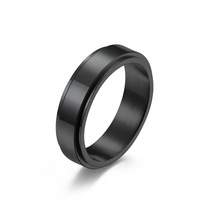 Quake E-Commerce Großhandel Vintage Edelstahl 6mm Glänzender Blanko Anti-Angst Fidget Drehbarer Fingerring Unisex für Männer und Frauen