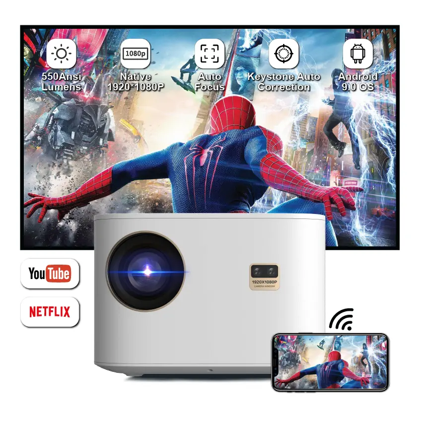 Full HD 1080P Smart Android Proyector WiFi домашний кинотеатр мобильный телефон фильм Projetor Видео светодиодный проектор портативный мини-проектор 4K