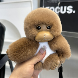 Lindo llavero colgante de peluche de conejo Rex con diseño de anime, muñeco de mono de dibujos animados, suave, con estampado 3D en relieve, para cumpleaños o coche. - Product Image 2