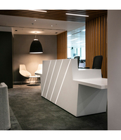 Conception d'éclairage LED exceptionnelle et brillante, bureau de réception en demi-cercle en surface solide CORIANS, hôpital, hôtel, centre commercial, respectueux de l'environnement