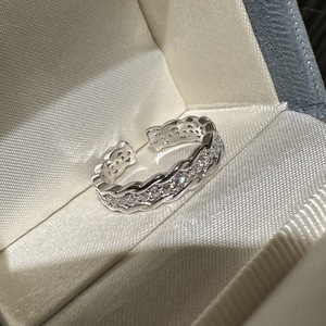 S925 Pure Silver Zircon Woven <b>Ring</b> Simple Fashionable <b>Open</b> Mouth Design Niche Light Jewelry Box Personalized Stackable Inlay - Product Image 1