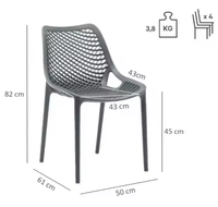 Venta al por mayor nórdico moderno negro exterior Patio terraza silla PP comedor plástico sillas apilables Silla apilable para restaurante café