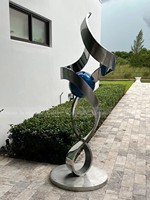 Sculpture abstraite minimaliste en acier inoxydable de grande taille - Art soudé haut de gamme pour espaces de luxe et aménagement paysager