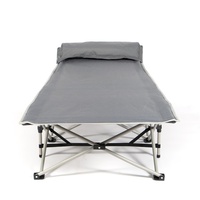 Lit de camping portable pliable Daxuan pour une personne avec oreiller, design moderne à dix pieds en fer, pliable