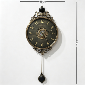 <span class=keywords><strong>Orologio</strong></span> <span class=keywords><strong>a</strong></span> <span class=keywords><strong>Pendolo</strong></span> Retrò in Bronzo per Arredamento Casa Europea con <span class=keywords><strong>Ingranaggi</strong></span> <span class=keywords><strong>a</strong></span> Vista, Guscio di Abalone, Movimento al Quarzo Silenzioso, <span class=keywords><strong>Orologio</strong></span> Decorativo - Product Image 4