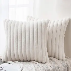Funda de cojín de piel sintética personalizada, suave y esponjosa, decorativa, para sofá, 45x45