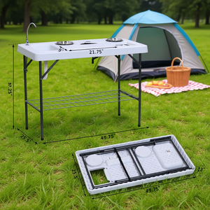 Mesa Plegable Portátil para Exteriores con Fregadero de 49.75 x 25.5 Pulgadas para Acampar y Comer - Product Image 2