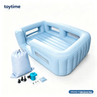 Lit de voyage gonflable pour tout-petits avec pare-chocs sur 4 côtés, pompe électrique, PVC portable
