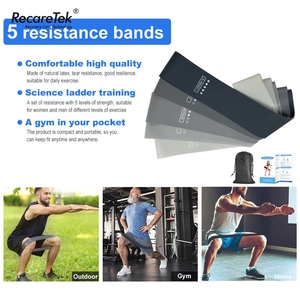 Set de 5 Bandas Elásticas de Resistencia para Entrenamiento Físico, Pilates y Accesorios para Adultos, Color Gris Degradado, Equipo Deportivo - Product Image 2