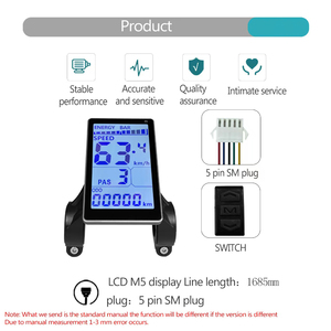 M5 24V-60V SM WP 5 <span class=keywords><strong>6</strong></span> pin Ebike LCD hiển thị màu Meter Ebike hiển thị thông minh USB UART chất béo Ebike xe điện hiển thị - Product Image 5