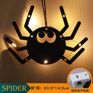 Décorations lumineuses suspendues pour Halloween, ornements LED pour fenêtres et portes, citrouille, château, fantôme, toile d'araignée, chauve-souris, chat, sorcière - Product Image 5