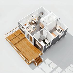 Maison conteneur modulaire extensible en acier préfabriqué et panneaux sandwich bois, 20 et 40 pieds, avec chambre, salon, cuisine et salle de bain, vente en gros - Product Image 2