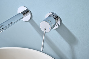 Grifo de baño moderno para hotel, diseño minimalista, manija única, montado en la pared, material de latón, válvula de cerámica, grifos de lavabo ocultos - Product Image 4