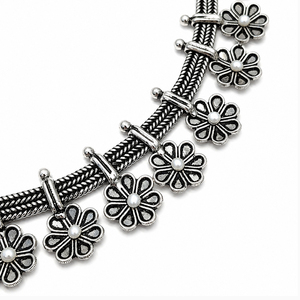 925 Sterling Silver Freshwater Pearl Floral <b>Necklace</b> Oxidized <b>Statement</b> Jewelry for Women - Product Image 3