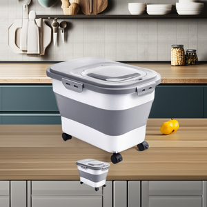 20-30lbs cán bánh Xe Kín khóa nắp thực phẩm lưu trữ container ráp gạo và thức ăn vật nuôi lưu trữ <span class=keywords><strong>bin</strong></span> với hộp đóng gói - Product Image 2