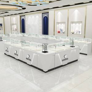 ตู้โชว์เครื่องประดับสั่งทำพิเศษ สีขาว/ดำ <span class=keywords><strong>กระจก</strong></span>โชว์นาฬิกา ตู้โชว์เพชร หยก รุ่น V-01 แบบจีน สำหรับห้างสรรพสินค้า - Product Image 2