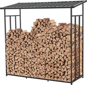 Porte-bûches <span class=keywords><strong>de</strong></span> stockage <span class=keywords><strong>de</strong></span> <span class=keywords><strong>bois</strong></span> <span class=keywords><strong>de</strong></span> <span class=keywords><strong>chauffage</strong></span> extérieur moderne grand <span class=keywords><strong>support</strong></span> en <span class=keywords><strong>bois</strong></span> en métal et en acier avec toit résistant aux intempéries et élégant - Product Image 2
