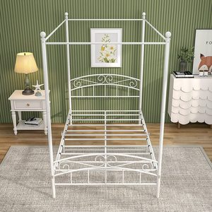 Hoge Kwaliteit Royal Design Enkele Smeedijzeren Hemelbed Moderne Opslag Beschikt Over Uitstekende Slaapkamer Meubels Metalen Frame - Product Image 4