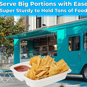 Barquettes jetables en kraft à 2 compartiments pour nachos, idéales pour les soirées cinéma, les snacks, le fromage, la sauce, les chips, les sushis et les frites - Product Image 4