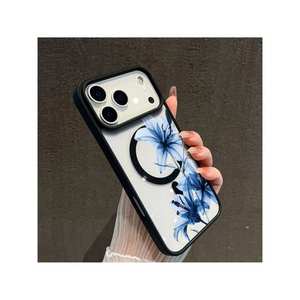 Funda Transparente con Anillo Magnético y Diseño de Flor de Lirio Azul para iPhone 17 16 15 14 13 12 Pro Max, Carcasa de PMMA Transparente - Product Image 2