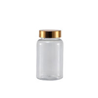 Bouteille en plastique PET pour compléments alimentaires avec couvercles dorés UV, flacon pour bonbons, gommes et capsules médicales avec couvercles à vis argentés