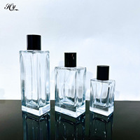 Flacon de parfum en verre personnalisé avec logo, 30 ml, 50 ml, 100 ml, rectangulaire plat, épais, carré, rechargeable, vaporisateur pour emballage de parfum