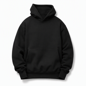 Sweat-shirt à capuche en coton épais, coupe ample et épaules tombantes, style streetwear, personnalisable avec logo, vente en gros - Product Image 2