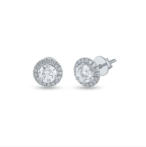 Superbes boucles d'oreilles en diamant rond avec un savoir-faire exquis et un style intemporel élégant d'Inde - Product Image 1
