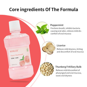 IERLEI OEM/ODM Vente en gros Personnalisée <span class=keywords><strong>Bain</strong></span> <span class=keywords><strong>de</strong></span> <span class=keywords><strong>bouche</strong></span> pour enfants à la pêche, sans alcool, pour une haleine fraîche et une hygiène buccale optimale - Product Image 3