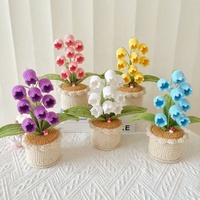 Plante en pot de lys du val de la vallée au crochet, fleurs artificielles en laine faites à la main, dégradé floral, décoration pour mariage, cadeaux de fête des mères