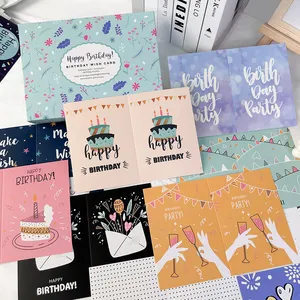 Happy Birthday Cards set for Women and Man Affirm Positive English Cartoon Set Colorful Inspirational Paper Cardboard Cards