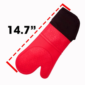 Mitons de cuisson isolés en Silicone, Extra-longs, double doublure, <span class=keywords><strong>pour</strong></span> <span class=keywords><strong>four</strong></span> à micro-ondes, <span class=keywords><strong>pizza</strong></span>, avec fermeture, gants résistants à la chaleur - Product Image 2