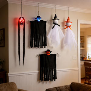 Decoración Colgante Luminosa de Halloween: Fantasma, Novios, Payaso Ensangrentado, Bruja, Calabaza - Adornos Colgantes para Interiores - Product Image 1