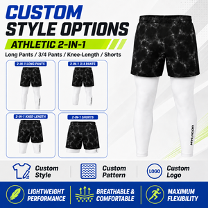 Shorts Deportivos 2 en 1 con Sublimación Personalizada, Leggings Interiores de Doble Capa para Gimnasio, Entrenamiento, Running, Fitness, MMA - Product Image 6