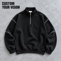 Sweat-shirt à col zippé pour homme, 320 GSM, 100% coton, coupe oversize, épaules tombantes, style streetwear décontracté, vente en gros OEM