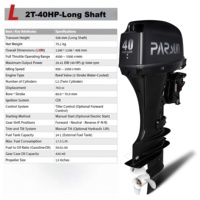 Moteur hors-bord YAMABISI 40HP 2 temps, démarrage électrique, commande à distance, trim électrique, arbre long ou court, pour bateau de travail