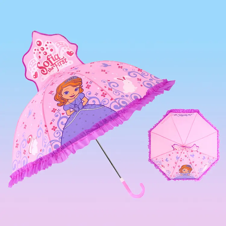 Kunden spezifische Cartoon Prinzessin Muster Kind Kind geraden Regenschirm für Mädchen