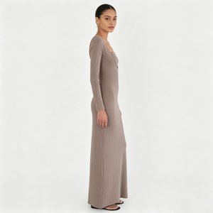 Vestido largo <span class=keywords><strong>de</strong></span> noche sexy para mujer, <span class=keywords><strong>de</strong></span> manga larga, cuello cuadrado, con aberturas, ajustado, <span class=keywords><strong>de</strong></span> color liso, para <span class=keywords><strong>fiesta</strong></span>, venta al por mayor - Product Image 2