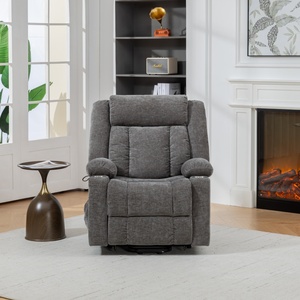 <span class=keywords><strong>Sillón</strong></span> Reclinable Individual Ajustable de Tela de Lino Gris Oscuro con Función de Masaje para Sala de Estar - Product Image 2
