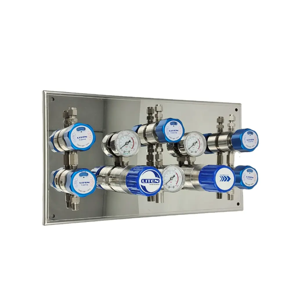 Semi automatic Changeover Panel 2 Cylinder Gas Regulator all 316L stainless steel for 6.0N High Purity Gas