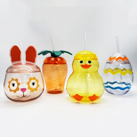 Bouteille d'eau transparente pour enfants, 20 oz, à couche unique, motifs Capybaras/Canard Jaune/Ours, idéale pour le carnaval, vente en gros