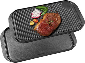 Griddle Plate Cast Iron Cookware Reversible <strong>Pan</strong> BBQ <strong>Grill</strong> Plate Cast Iron Steak Griddle BBQ Griddle Plate <strong>Pan</strong> - Product Image 2