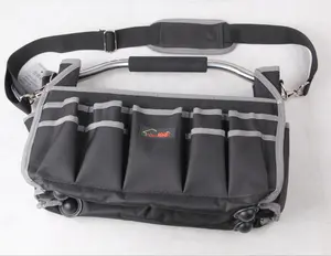 Large Tool Bag Wholesale Heavy Duty Hard Base Canvas Large Open Rubber Bottom Tote Tool Bag For Plumbers
