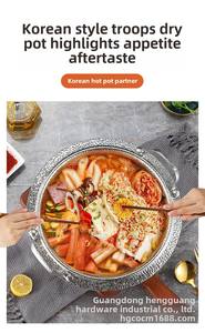 Sartén de paella de acero inoxidable martillado antiadherente Sukiyaki, olla caliente seca, sartén española, olla para mariscos con asas dobles - Product Image 6