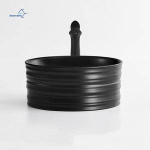 Nouveau design de lavabo en céramique vert mat à poser sur le comptoir, à bord fin, pour salle de bain - Product Image 5