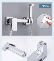 Ensemble de pulvérisation de bidet mural dissimulé en laiton, style moderne et minimaliste, pour hôtel, eau chaude et froide, avec douchette de surpression pour salle de bain