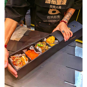 Caja de cartón deslizante rectangular personalizada para pollo frito coreano con separador, para llevar, de papel, para comida rápida - Product Image 3