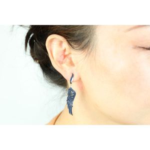 Vente chaude Individuation Boucles D'oreilles En Argent 925 Argent Bleu Cristal Aile Boucles D'oreilles Pour Cadeau D'anniversaire - Product Image 2