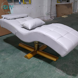 Juego de muebles de cama de pestañas de Metal dorado blanco moderno para salón de belleza Camilla Lashista y silla reclinable para mesa de masaje - Product Image 2