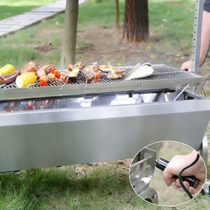 Grill à charbon de bois infrarouge portable robuste, rôtissoire de barbecue d'extérieur pour porc <span class=keywords><strong>entier</strong></span>, agneau, <span class=keywords><strong>poulet</strong></span> avec roues - Product Image 6